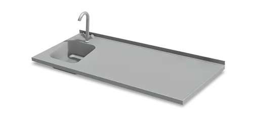 Pracovní deska s dřezem vlevo a zadním lemem